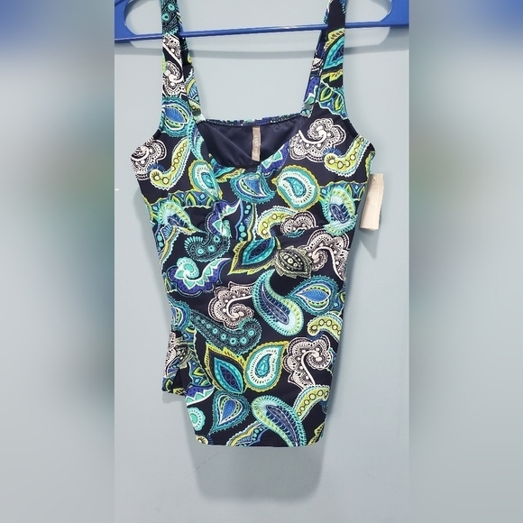 Lands' End Paisley Swim Tankini Women's Swim Top Size 6 - Picture 4 of 12